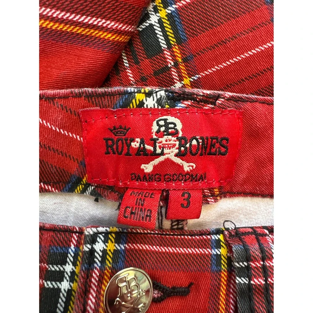 Royal Bones Plaid Pants Juniors Size 3 Red Black Grunge Goth Lace Y2K 90s Skater